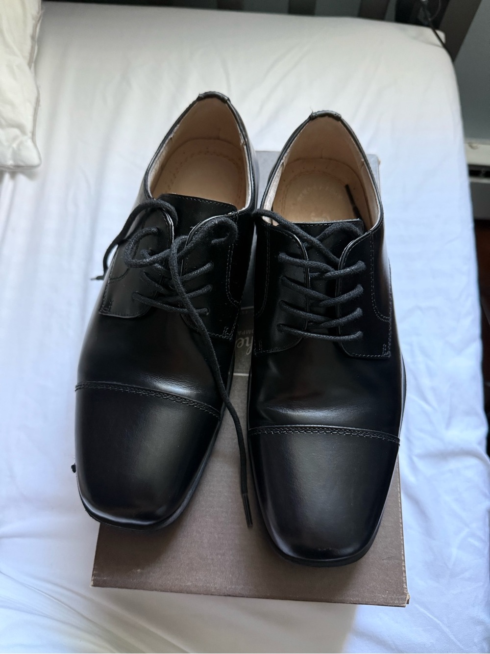 Florsheim Reveal Cap Toe Oxford Jr Black Leather Dress Shoes Kids 5M